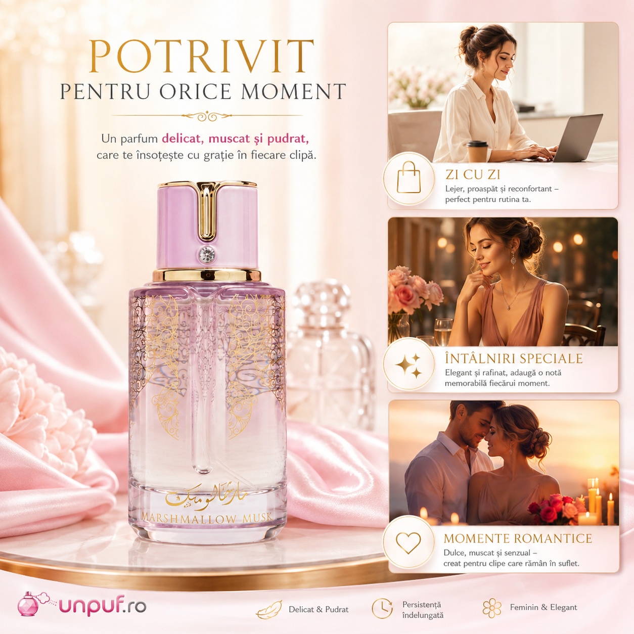 Parfum Marshmallow Musk potrivit pentru zi cu zi, întâlniri speciale și momente romantice