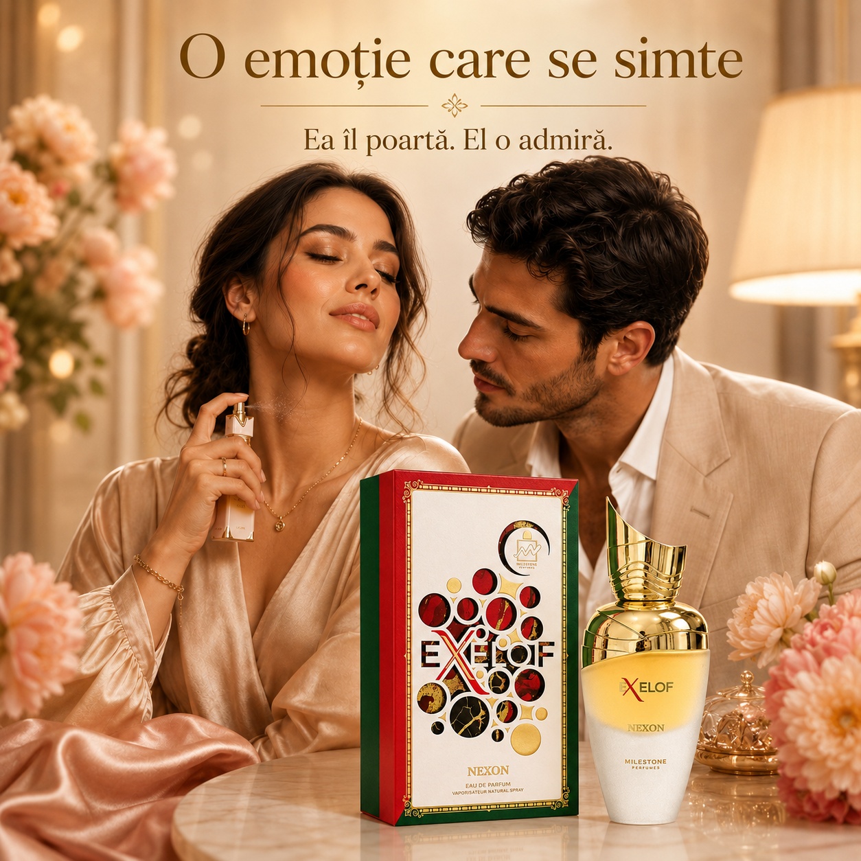 Milestone Exelof Nexon parfum unisex cald, rafinat și romantic pentru &icirc;nt&acirc;lniri și momente speciale