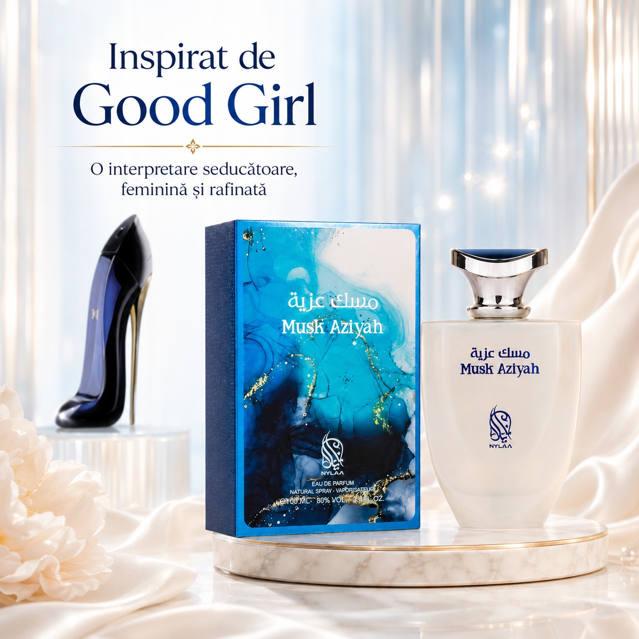 Musk Aziyah Nylaa direcție vizuală inspirat de Good Girl, interpretare seducătoare feminină și rafinată