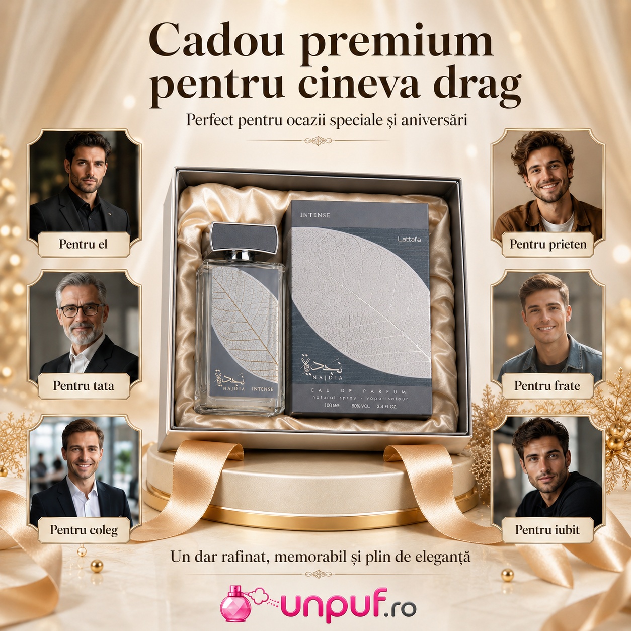 Najdia Intense Lattafa cadou premium pentru el, tată, coleg, prieten, frate sau iubit