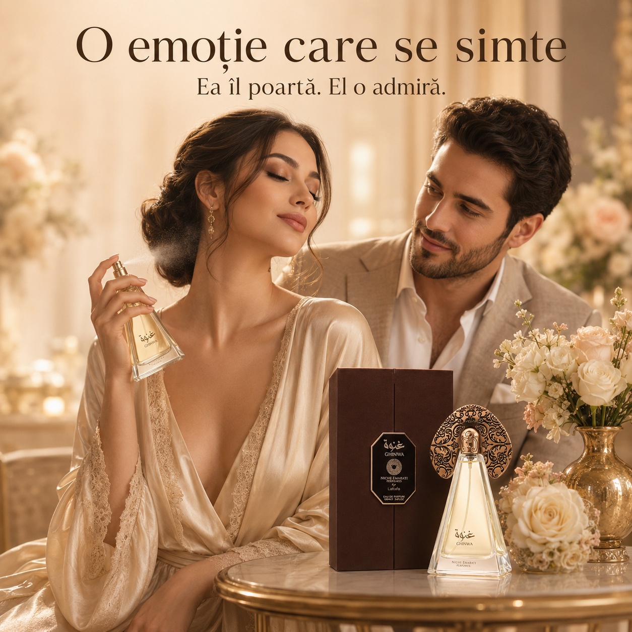 Niche Emarati Ghinwa parfum unisex elegant, romantic și memorabil pentru &icirc;nt&acirc;lniri și momente speciale