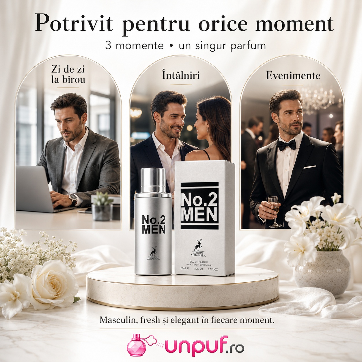 Parfum No. 2 Men Maison Alhambra potrivit pentru birou, &icirc;nt&acirc;lniri și evenimente elegante