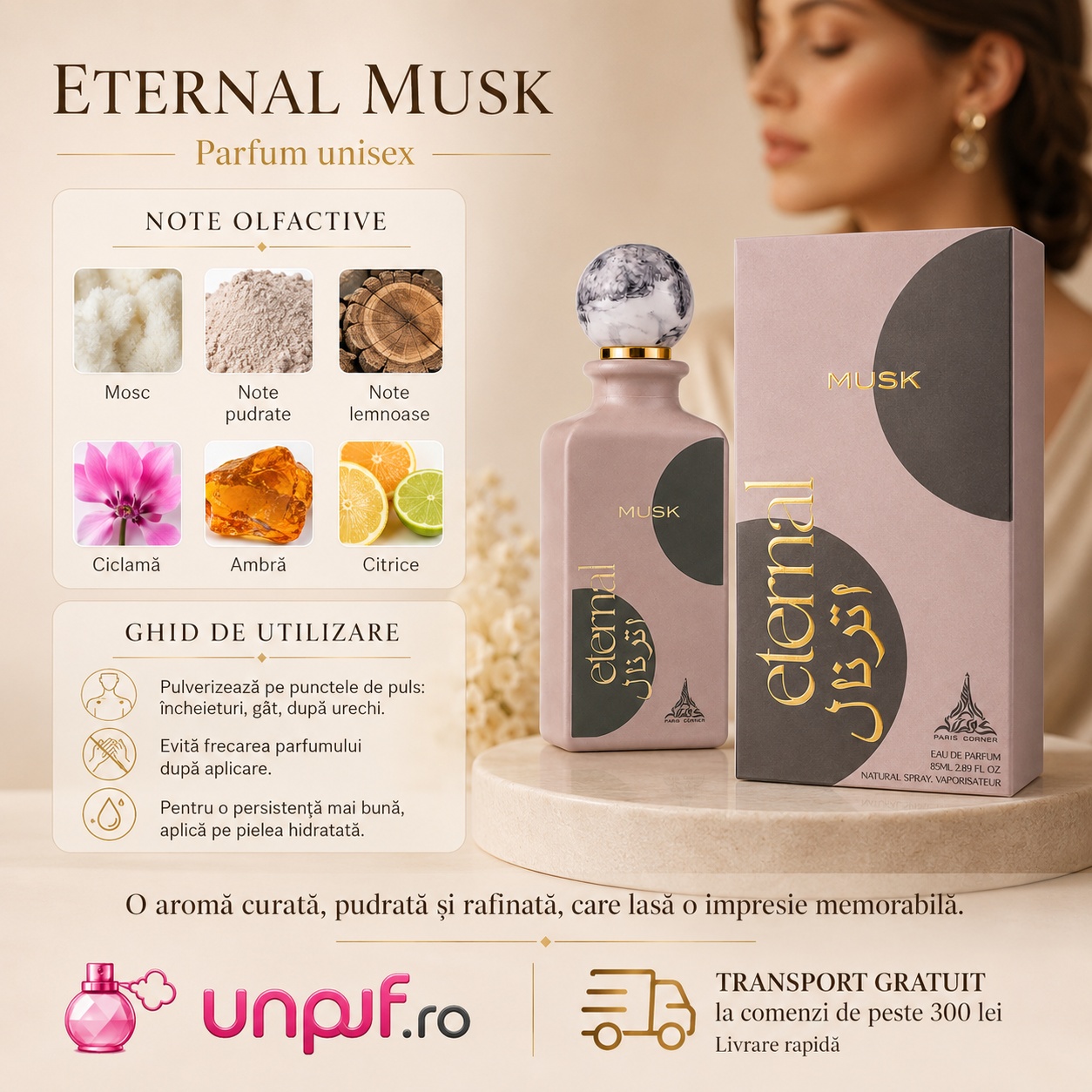 Eternal Musk Paris Corner prezentare note olfactive și ghid de utilizare parfum unisex