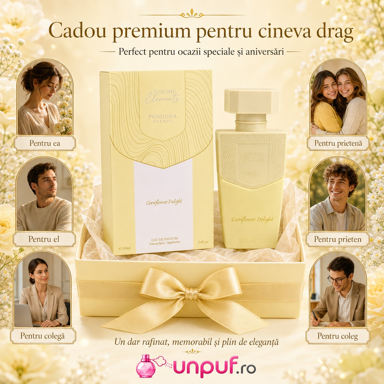Pendora Scents Cornflower Delight cadou premium pentru ea, pentru el, prietenă, colegă, coleg sau partener