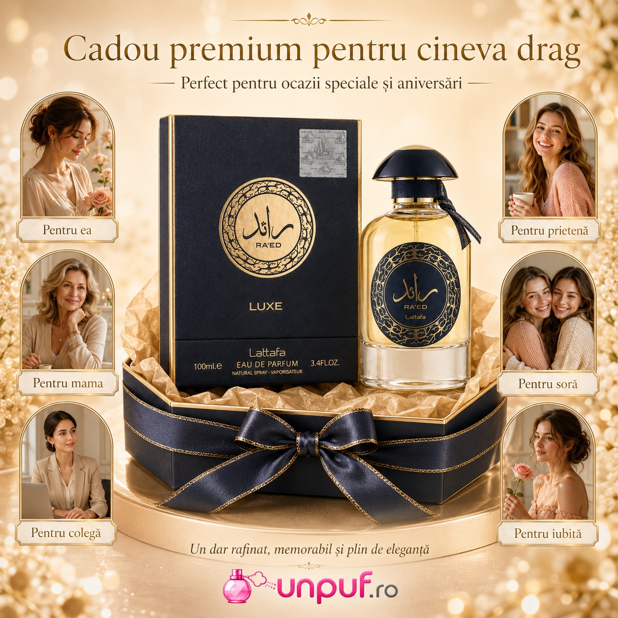 Ra&rsquo;Ed Luxe Gold Lattafa cadou premium pentru el, tată, prieten, frate, coleg sau iubit