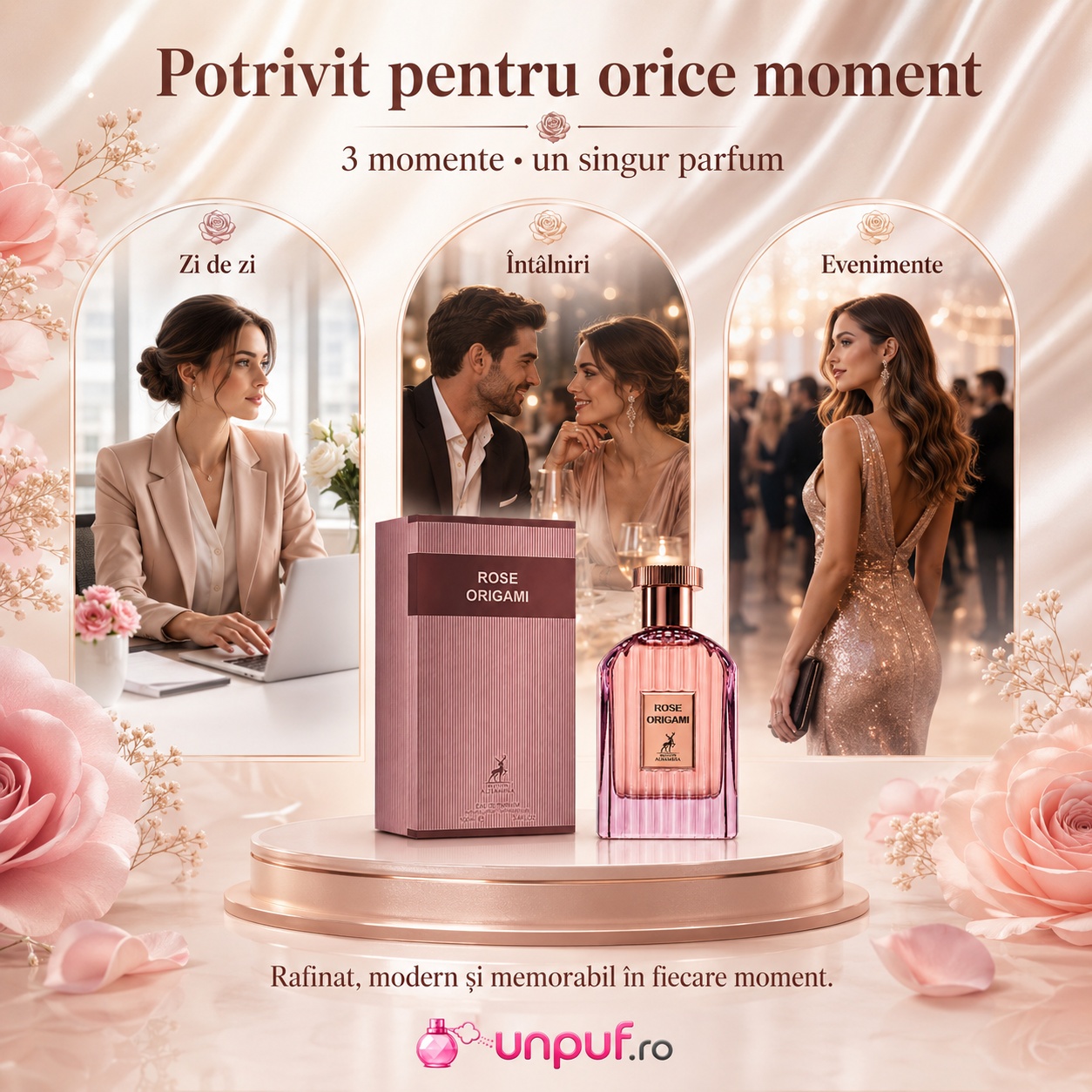 Parfum Rose Origami Maison Alhambra potrivit pentru zilnic, birou, &icirc;nt&acirc;lniri și seară