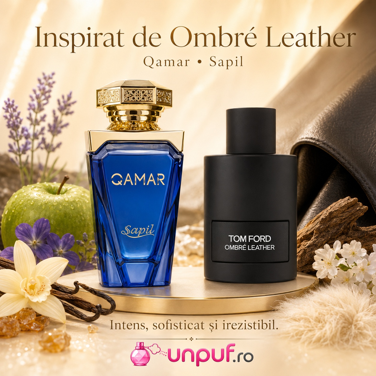 Sapil Qamar inspirat de Ombré Leather, parfum intens, sofisticat și irezistibil