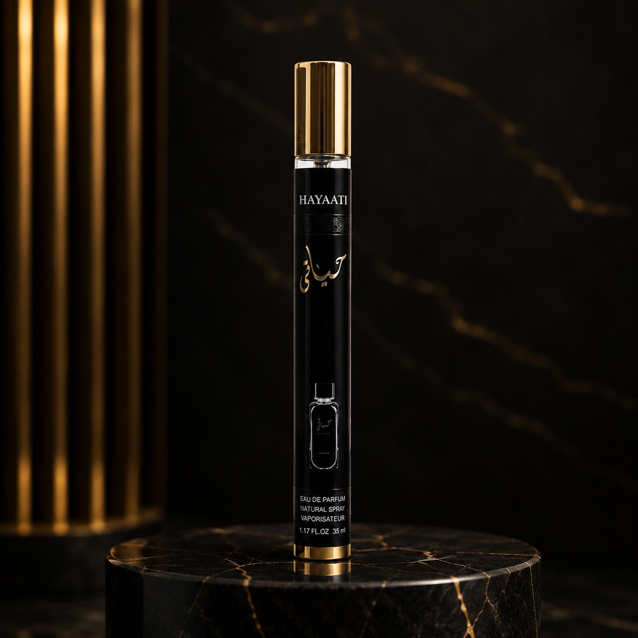 Hayaati V.V. Love parfum unisex 35 ml sticlă neagră cu capac auriu și design oriental