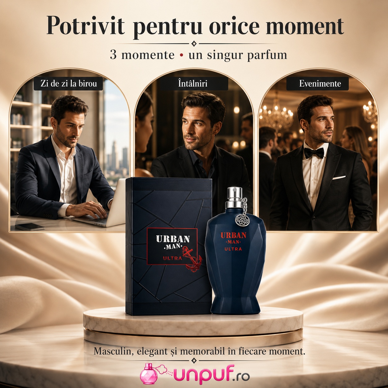 Urban Man Ultra Fragrance World potrivit pentru zi de zi la birou, întâlniri și evenimente