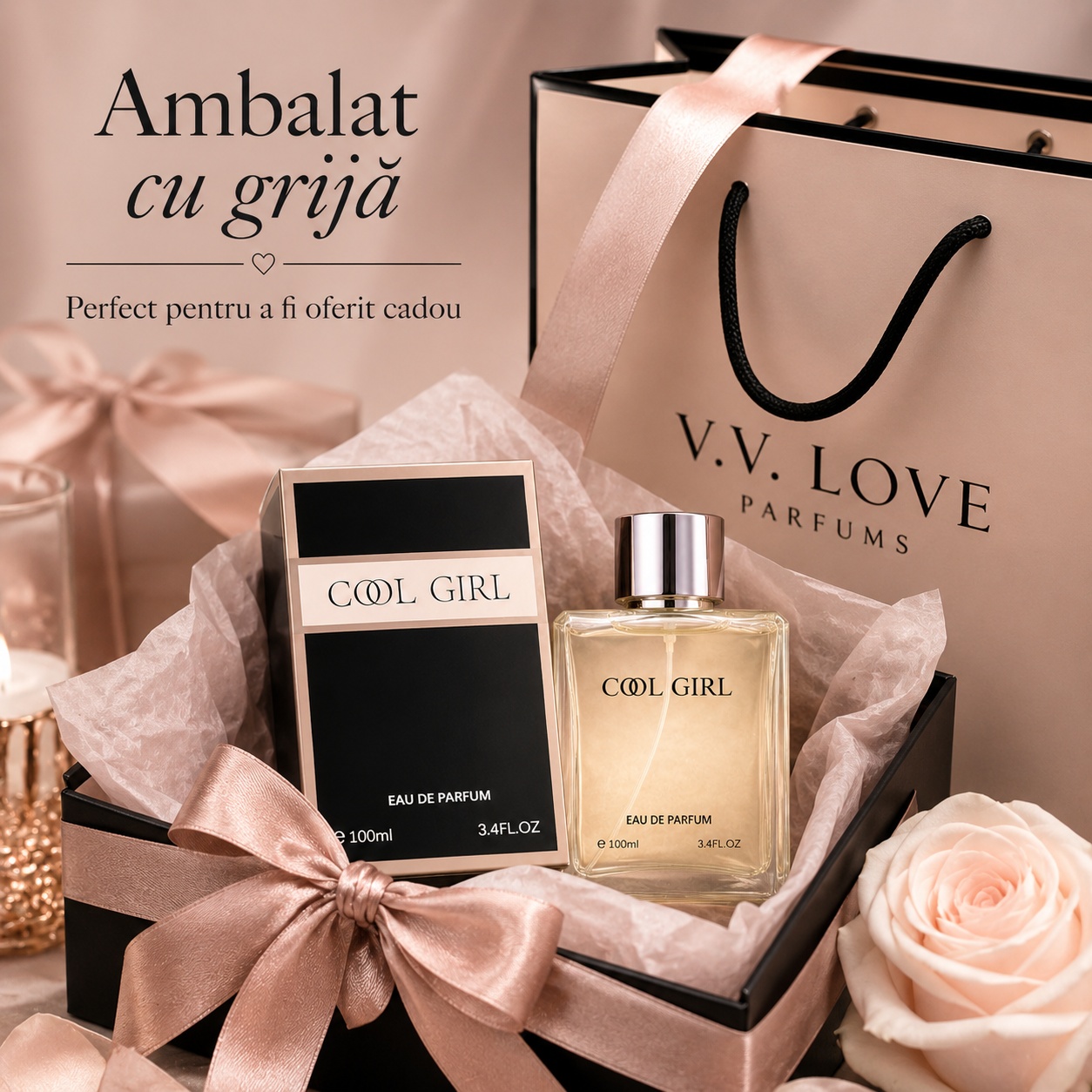 V.V. Love Cool Girl ambalat cu grijă perfect pentru cadou