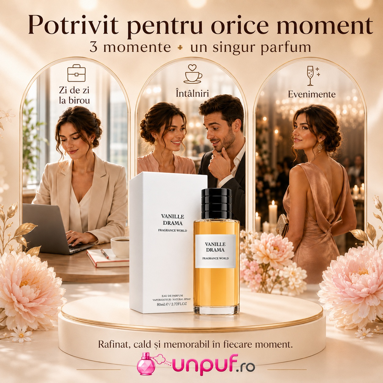 Vanille Drama Fragrance World potrivit pentru zi de zi, birou, întâlniri și evenimente