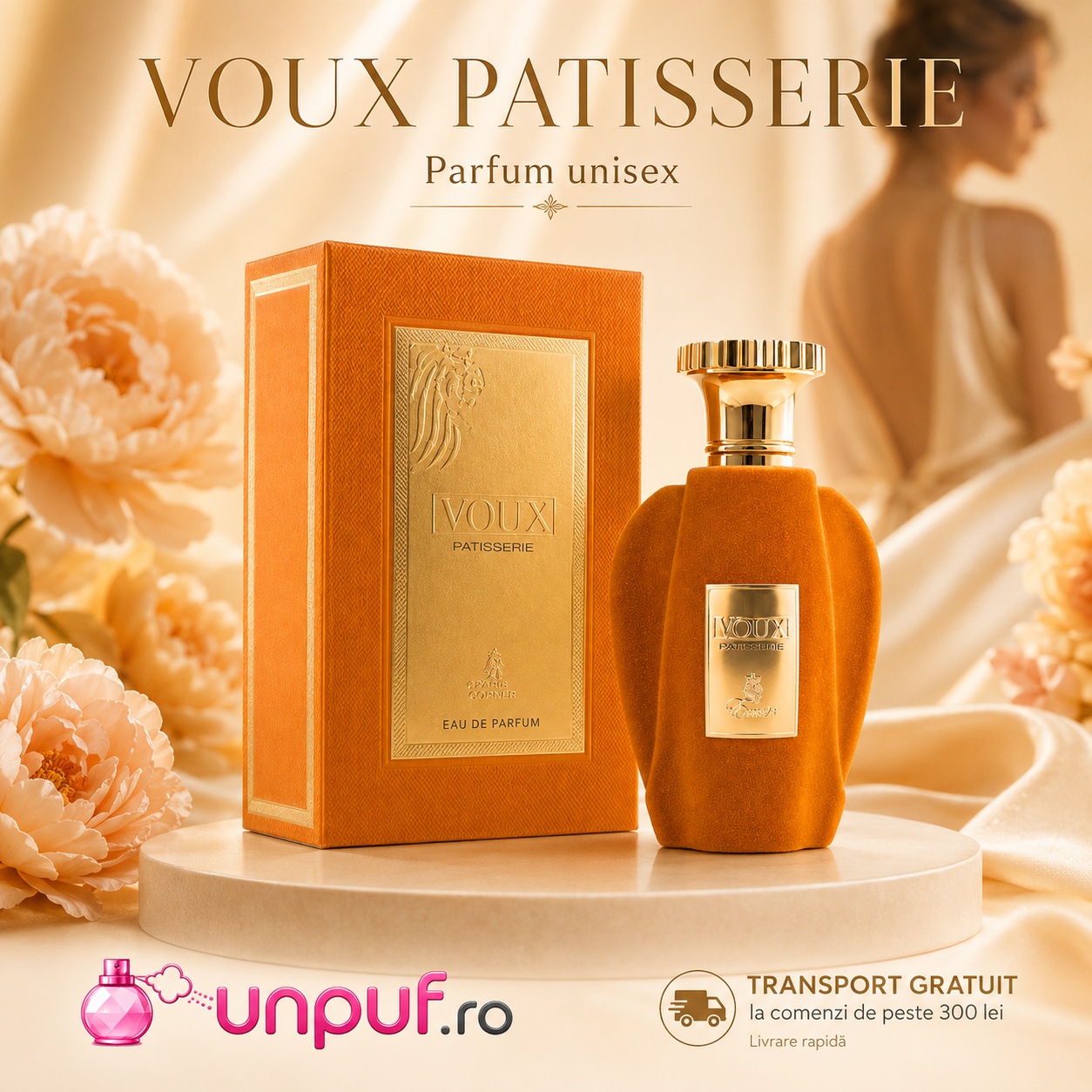 Voux Patisserie Emir parfum unisex cu design portocaliu catifelat și transport gratuit