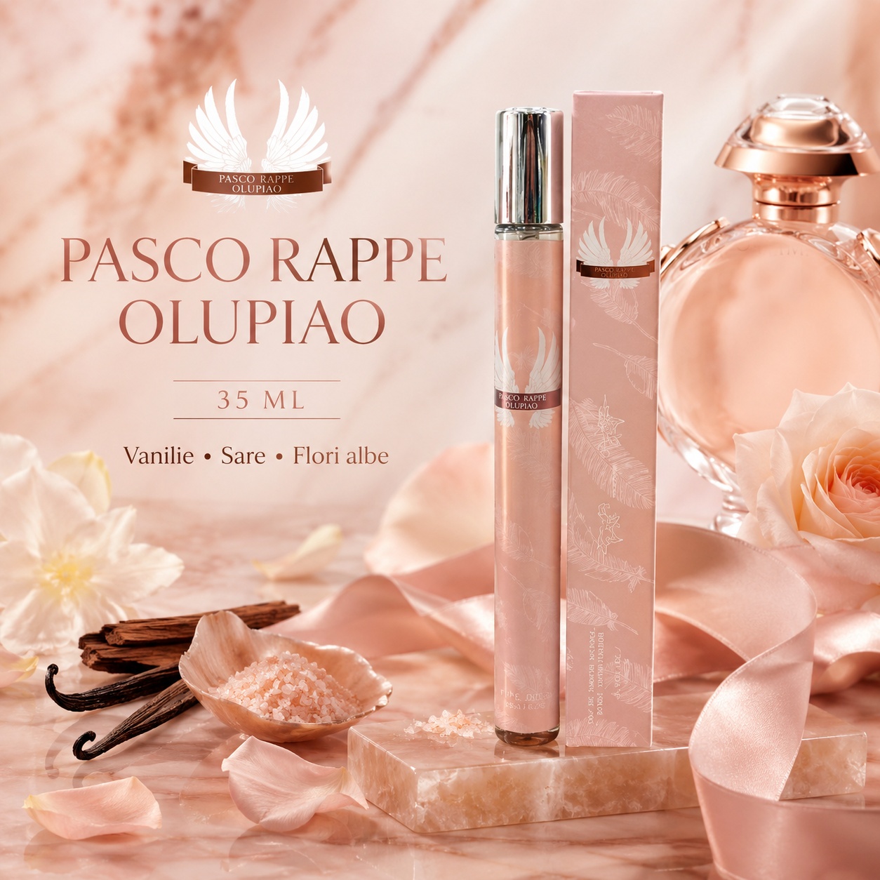 Pasco Rappe Olupiao 35 ml feminitate și rafinament, parfum cu vanilie sare și flori albe