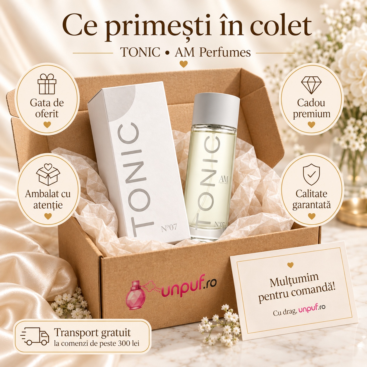 Ce primești în colet când comanzi Tonic No 07 AMD Perfumes de la UnPuf
