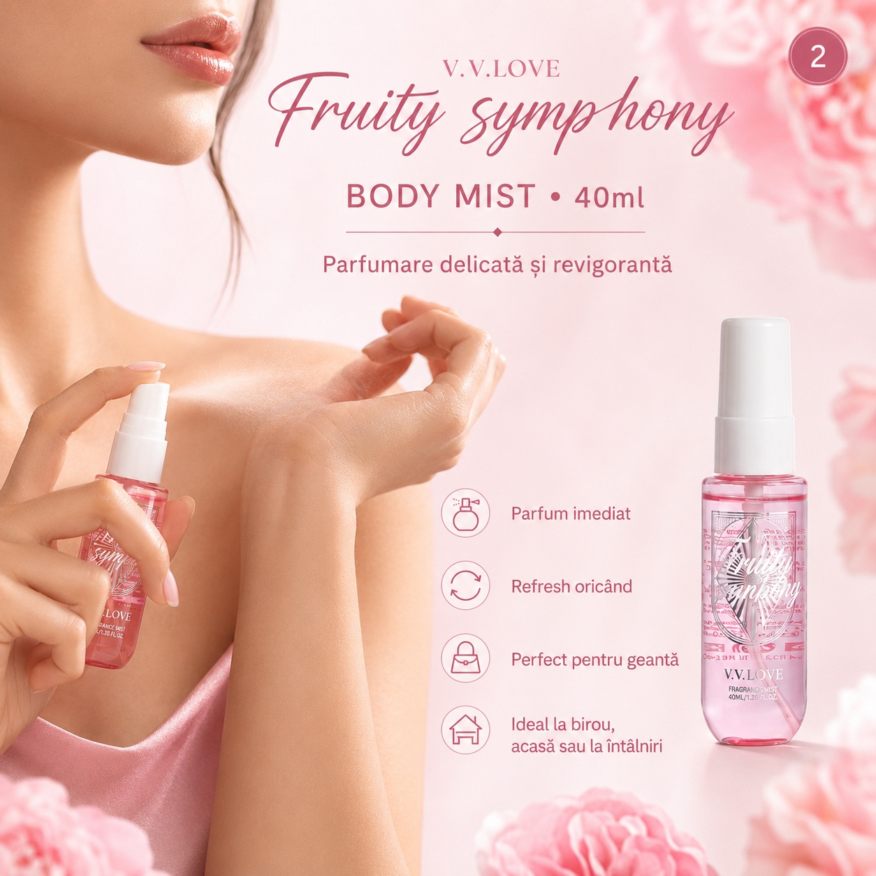 Body Mist V.V. Love Family Symphony 40 ml parfumare delicată și revigorantă