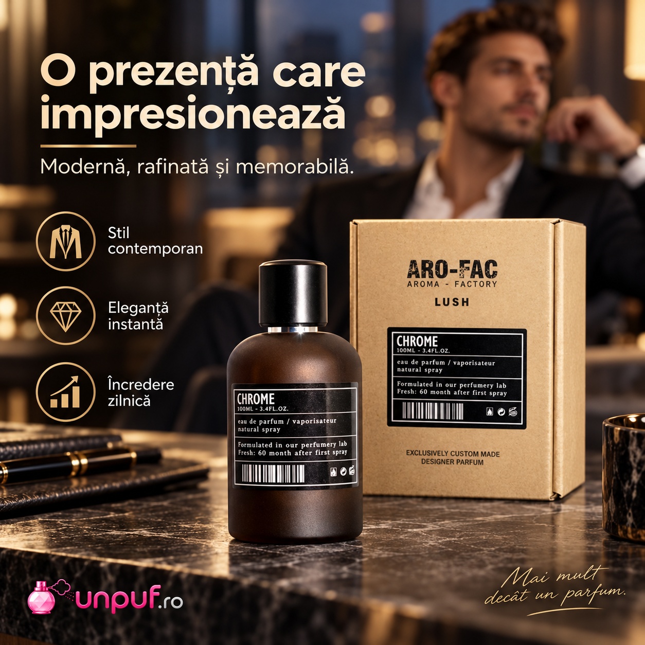 Chrome Aro-Fac parfum unisex oriental lemnos potrivit pentru seară evenimente și cadou