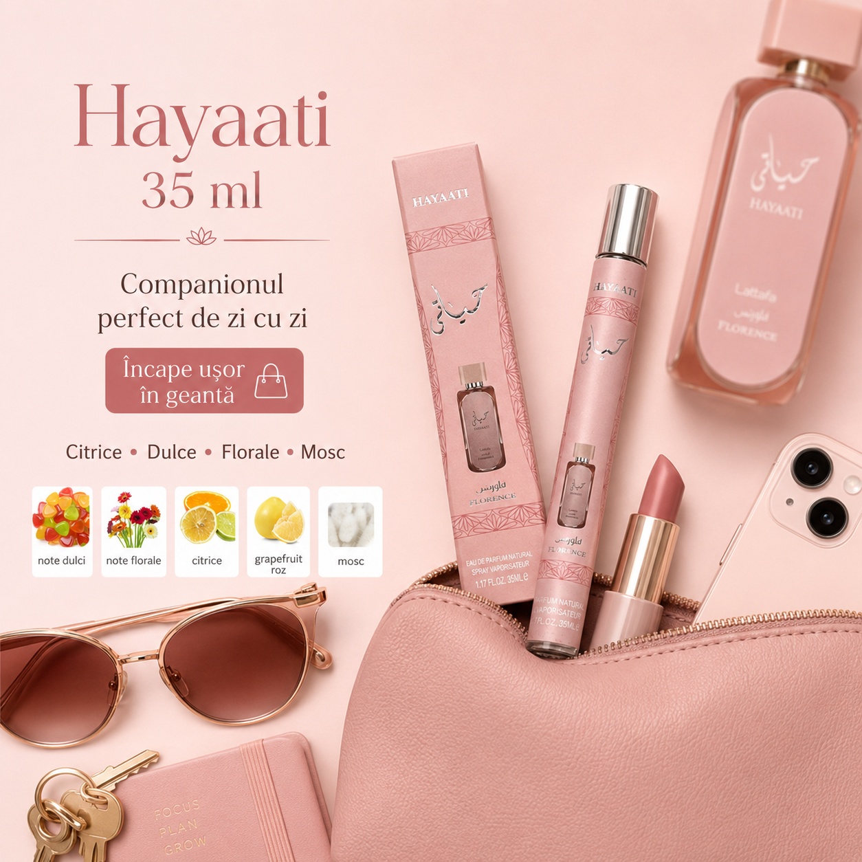 Hayaati 35 ml companionul perfect de zi cu zi, parfum damă floral fructat și moscat