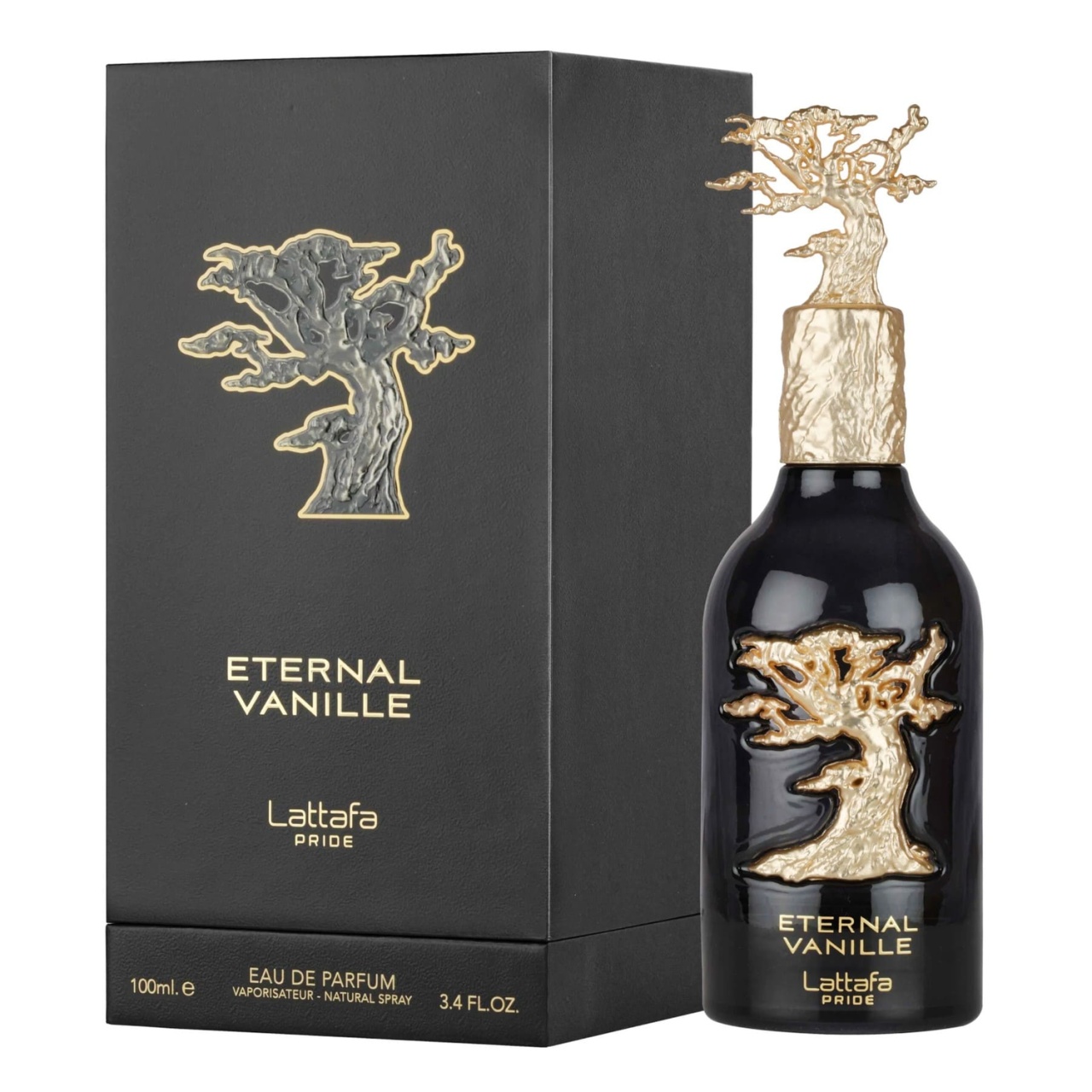 Parfum Lattafa Eternal Vanille 100 ml apă de parfum unisex cu flacon original negru și cutie Lattafa Pride