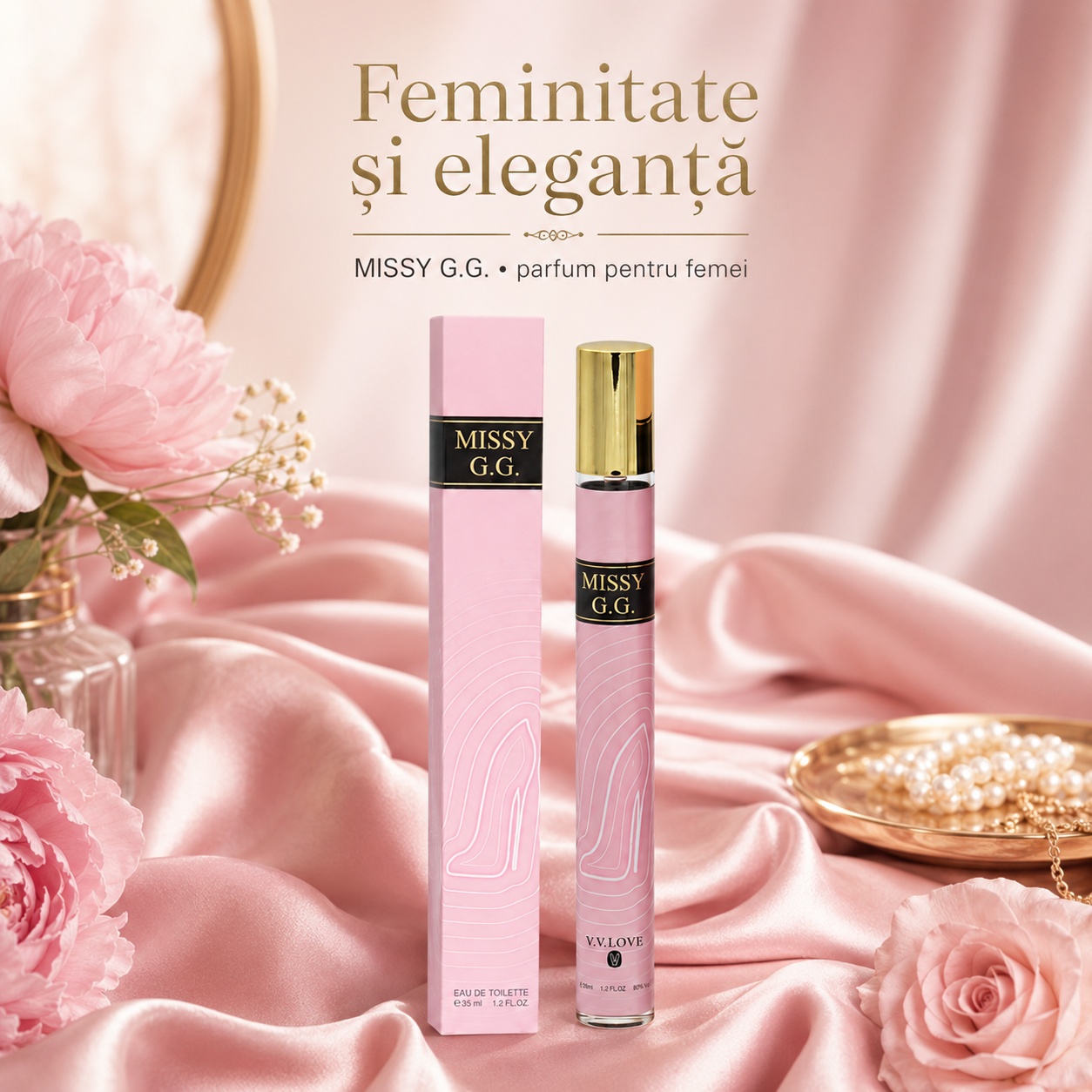 Missy G.G. 35 ml parfum feminin delicat și modern, inspirat din Good Girl Blush Carolina Herrera