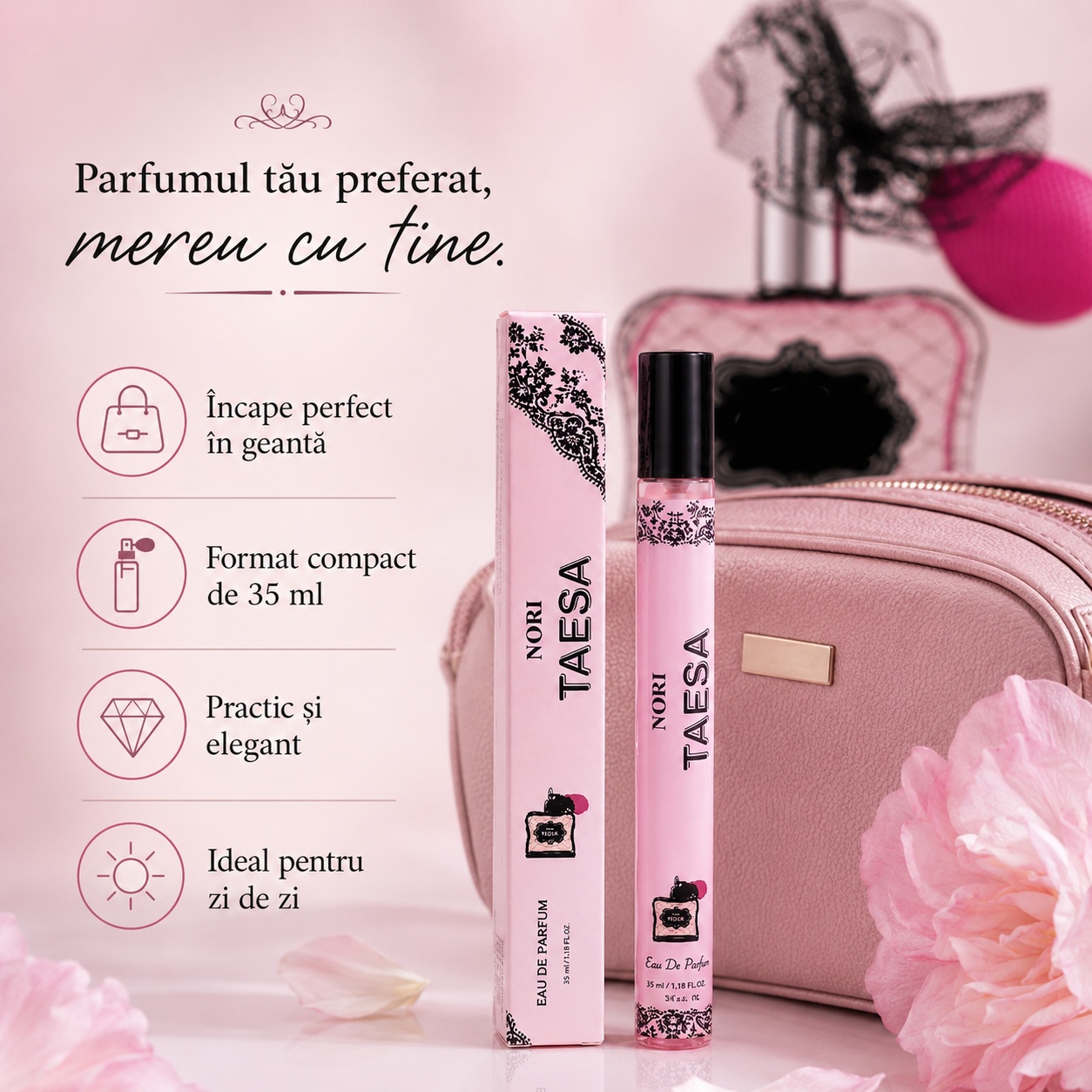 Nori Taesa 35 ml &icirc;ncape perfect &icirc;n geantă format compact practic și elegant