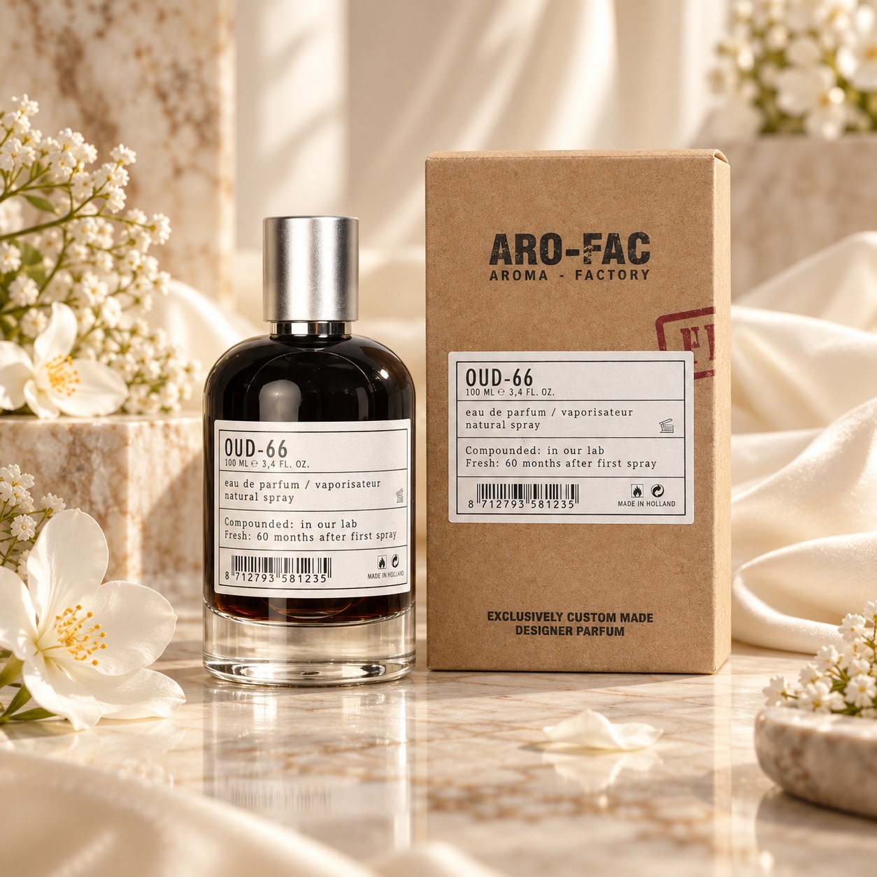 Oud 66 Aro-Fac 100 ml parfum bărbați EDP cu flacon elegant și cutie kraft premium