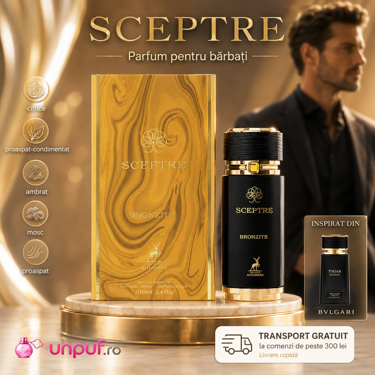 Alhambra Sceptre Bronzite parfum bărbătesc citric, condimentat, elegant și persistent