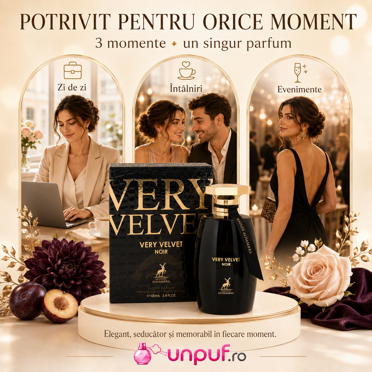 Alhambra Very Velvet Noir parfum potrivit pentru zi de zi întâlniri și evenimente speciale