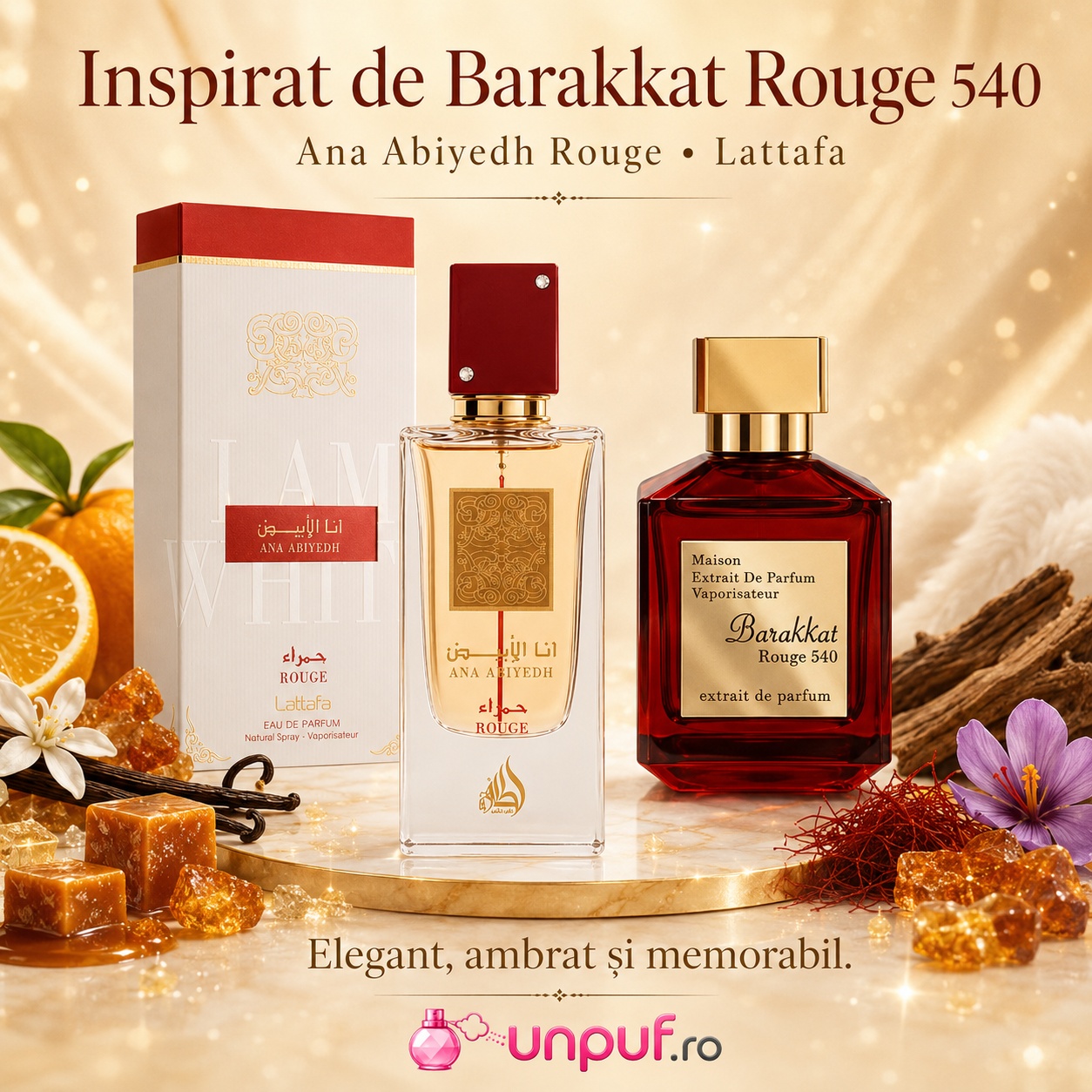 Ana Abiyedh Rouge Lattafa inspirat din Baccarat Rouge 540, parfum elegant ambrat și memorabil