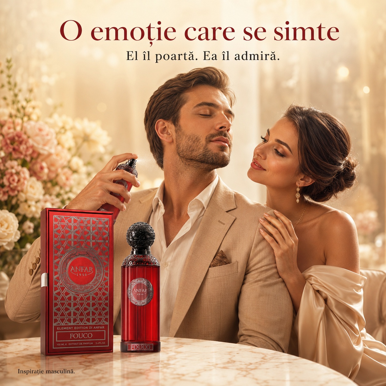 Anfar 1950 Fuoco parfum bărbătesc premium, emoție care se simte, parfum elegant și memorabil pentru el