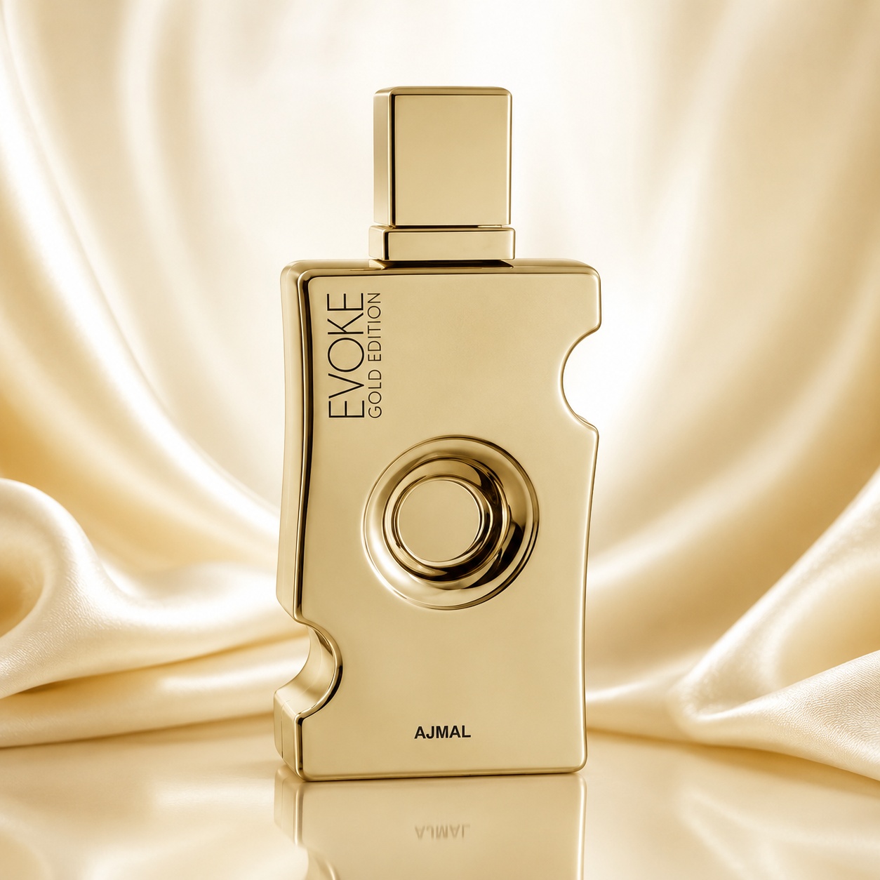 Flacon Ajmal Evoke Gold Edition for Her 75 ml auriu lucios cu design elegant și capac pătrat