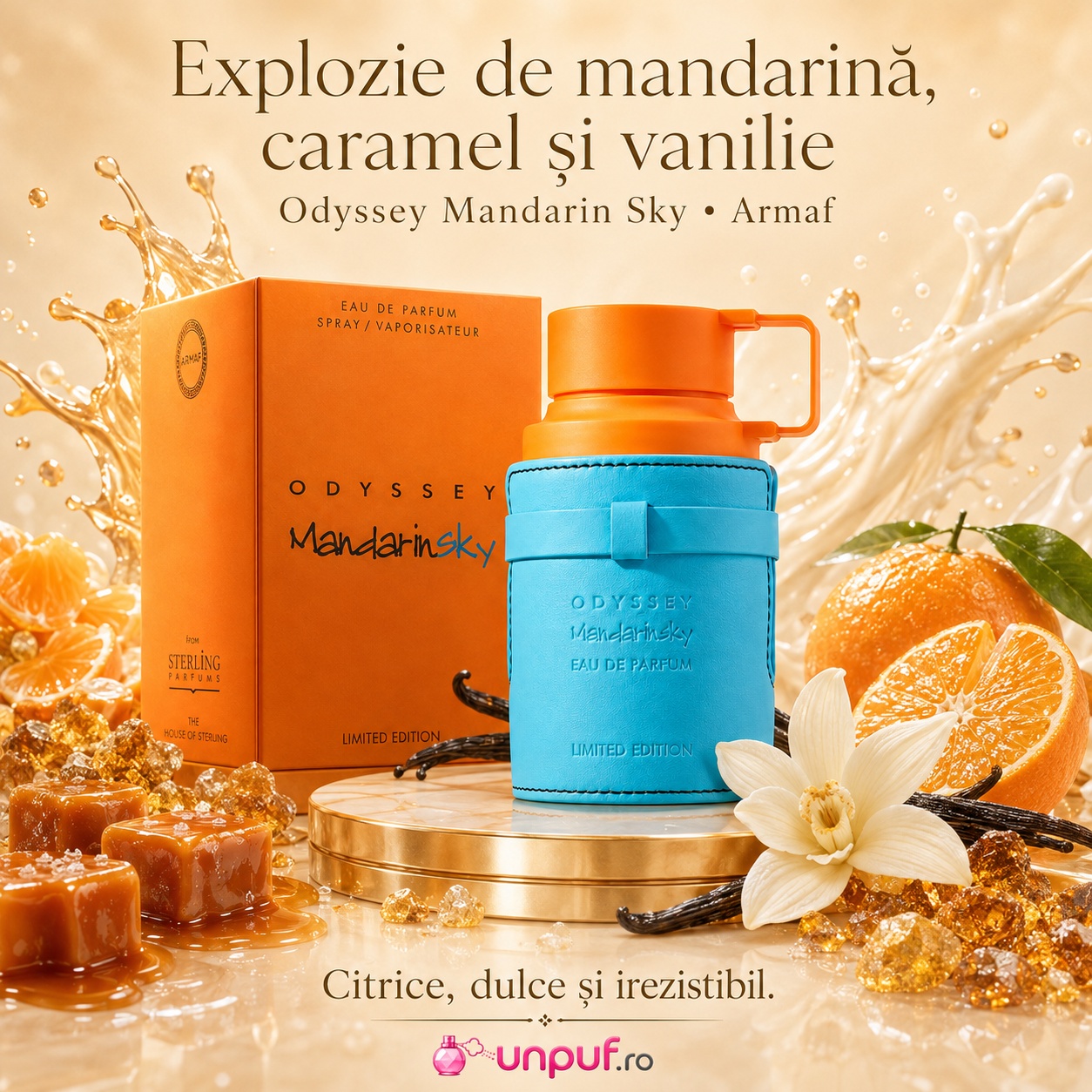 Explozie de mandarină, caramel și vanilie, Armaf Odyssey Mandarin Sky parfum citric dulce și irezistibil
