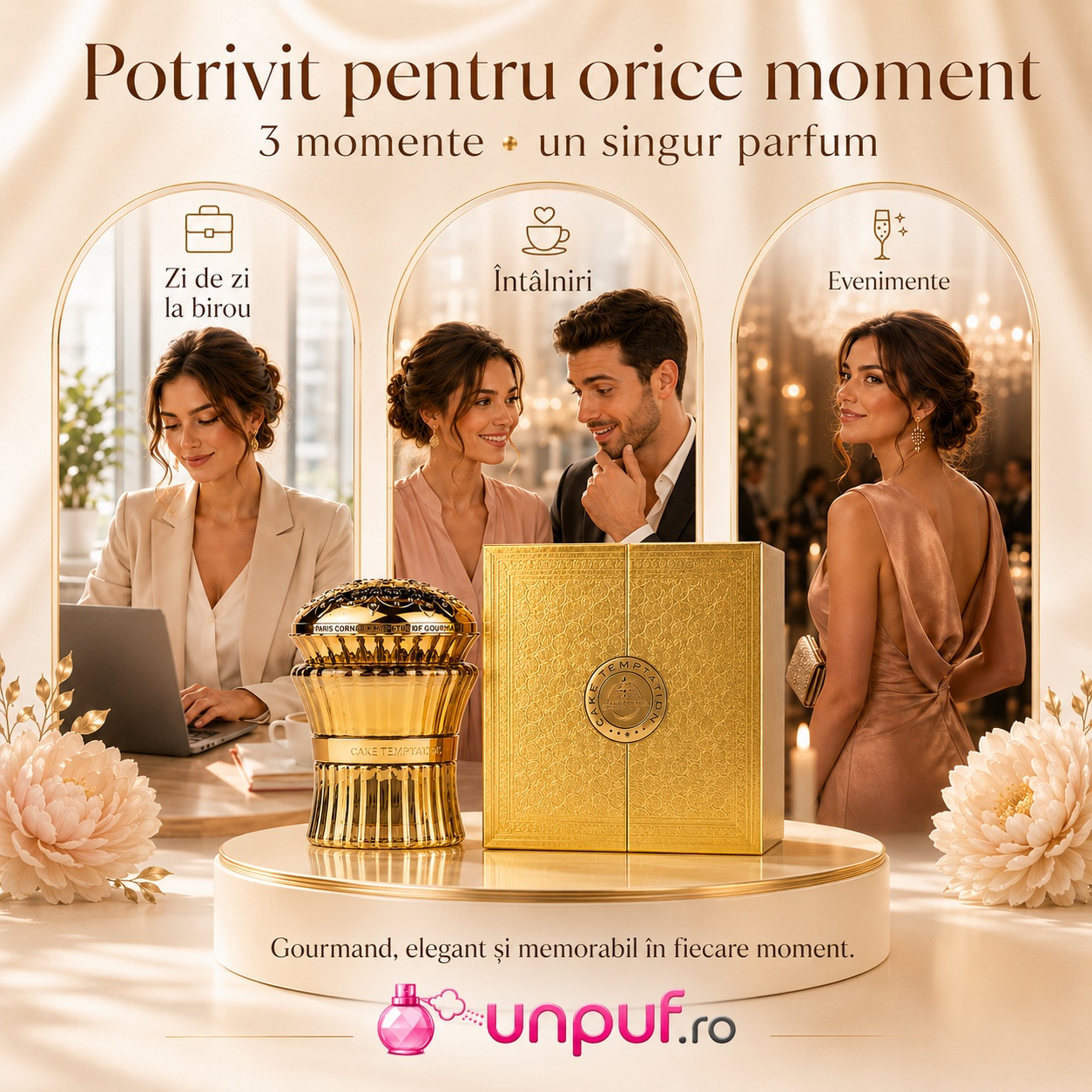 Parfum Cake Temptation potrivit pentru zi de zi la birou, întâlniri și evenimente speciale