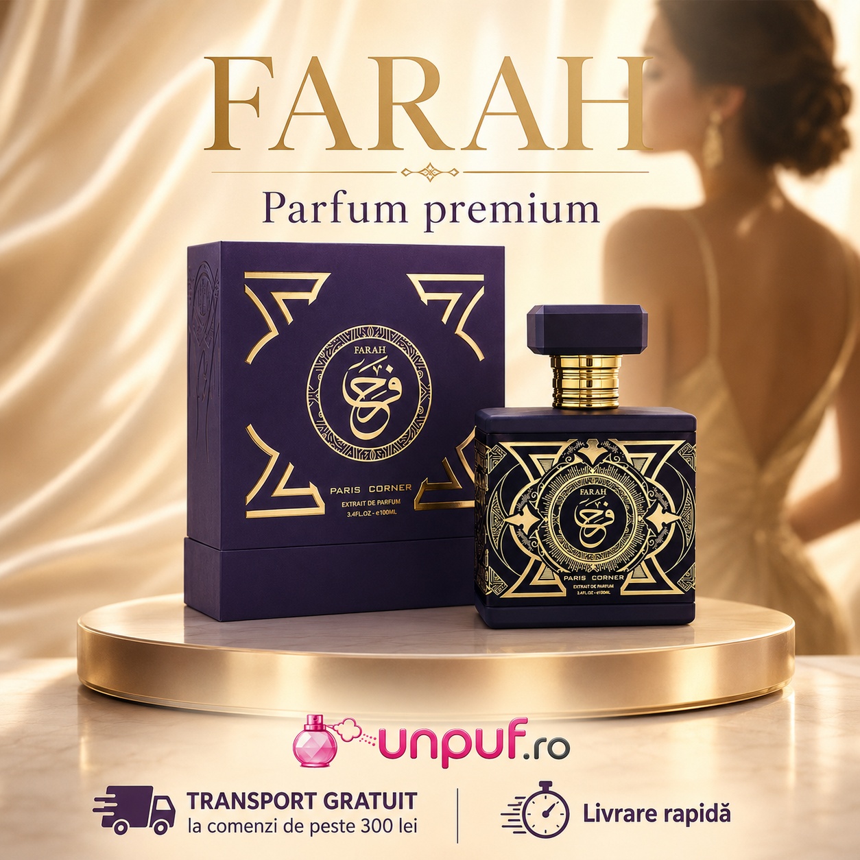 Farah Paris Corner parfum premium cu transport gratuit la comenzi eligibile, livrare rapidă și prezentare elegantă