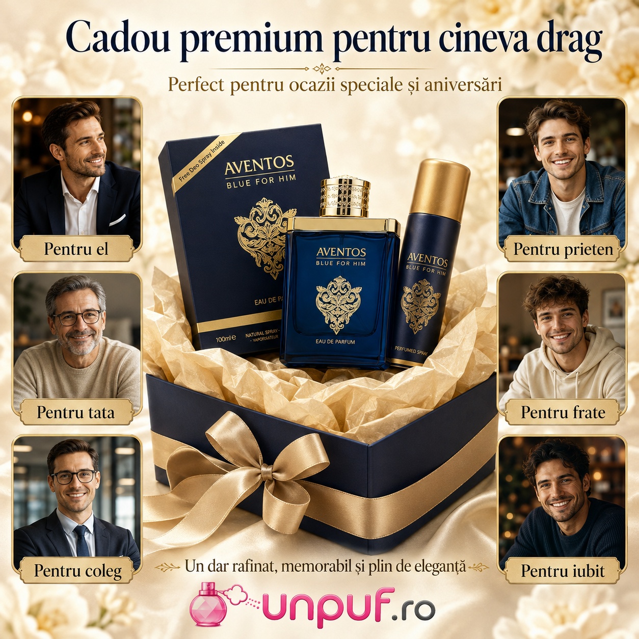 Fragrance World Aventos Blue cadou premium pentru bărbat, prieten, tată, frate, coleg sau iubit