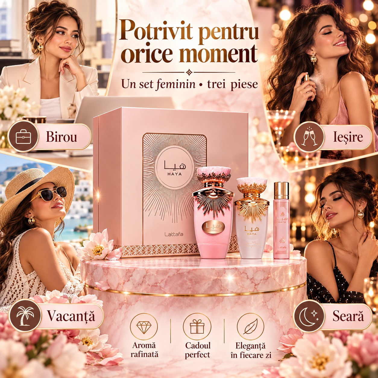 Lattafa Haya Gift Set potrivit pentru birou ieșire vacanță și seară