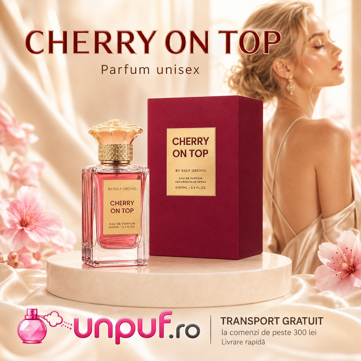 Parfum Gulf Orchid Cherry On Top Eau de Parfum 100ml, aromă cu cireșe, lichior și migdale dulci