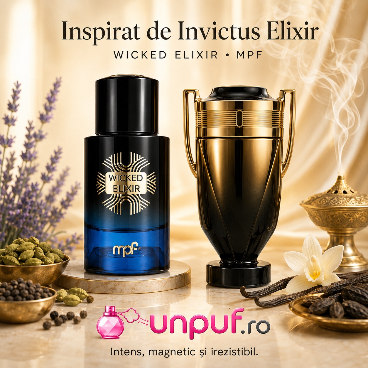 My Perfumes Wicked Elixir inspirat vizual de Invictus Elixir, parfum intens, magnetic și irezistibil
