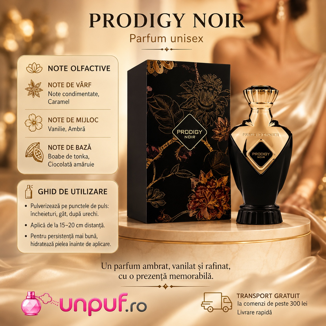 Prodigy Noir Paris Corner ghid de utilizare note olfactive și prezentare premium