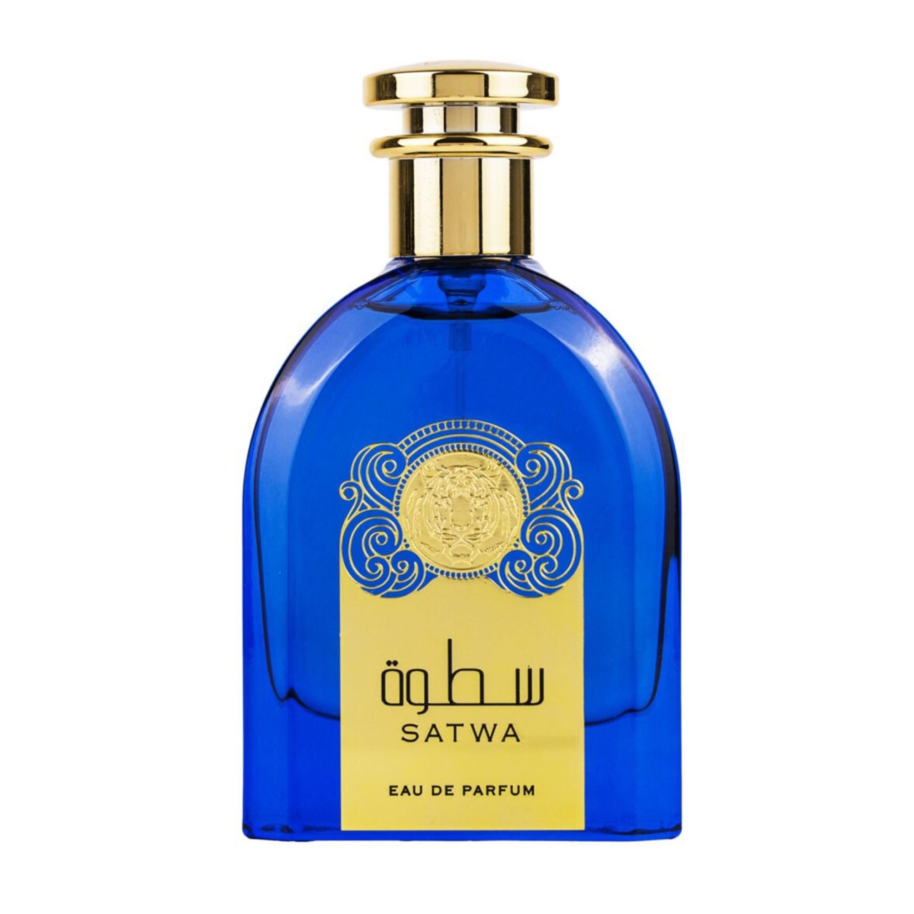 Satwa Ard Al Zaafaran 100 ml sticlă parfum albastră pe fundal alb
