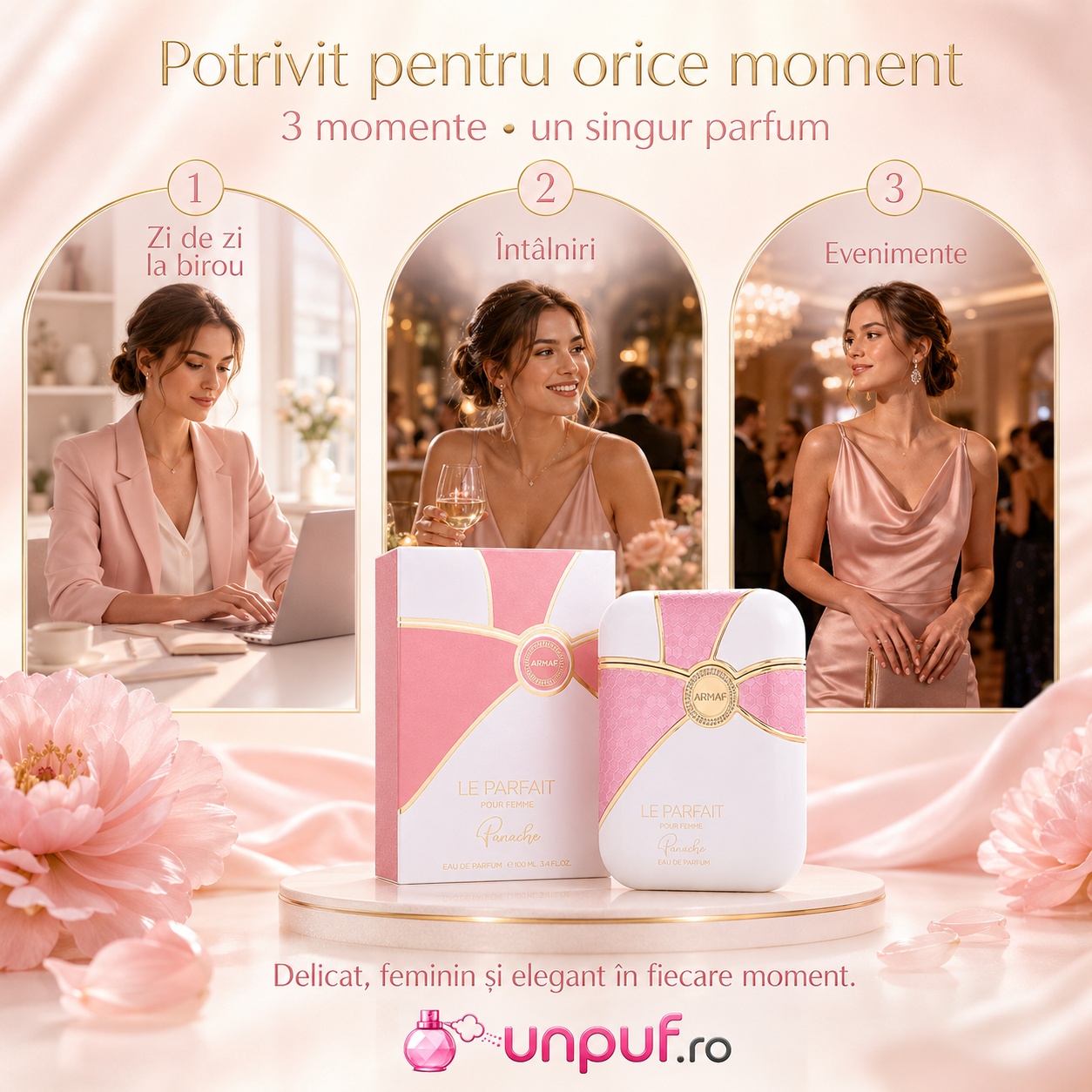 Armaf Le Parfait Pour Femme Panache potrivit pentru zi de zi la birou, &icirc;nt&acirc;lniri și evenimente