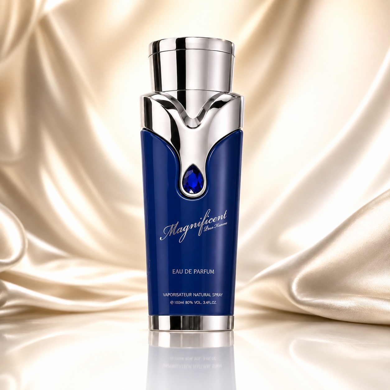Flacon Armaf Magnificent Blue Pour Homme 100 ml albastru lucios cu capac argintiu metalic
