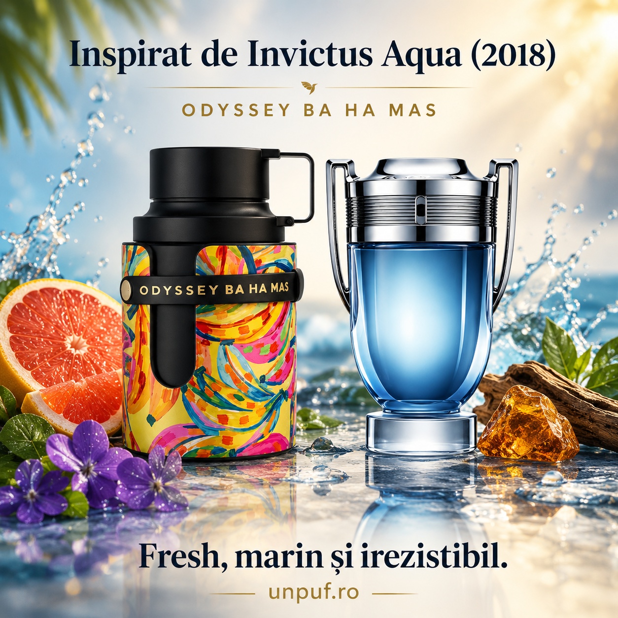 Armaf Odyssey Ba Ha Mas inspirat de Invictus Aqua 2018, parfum fresh marin și irezistibil
