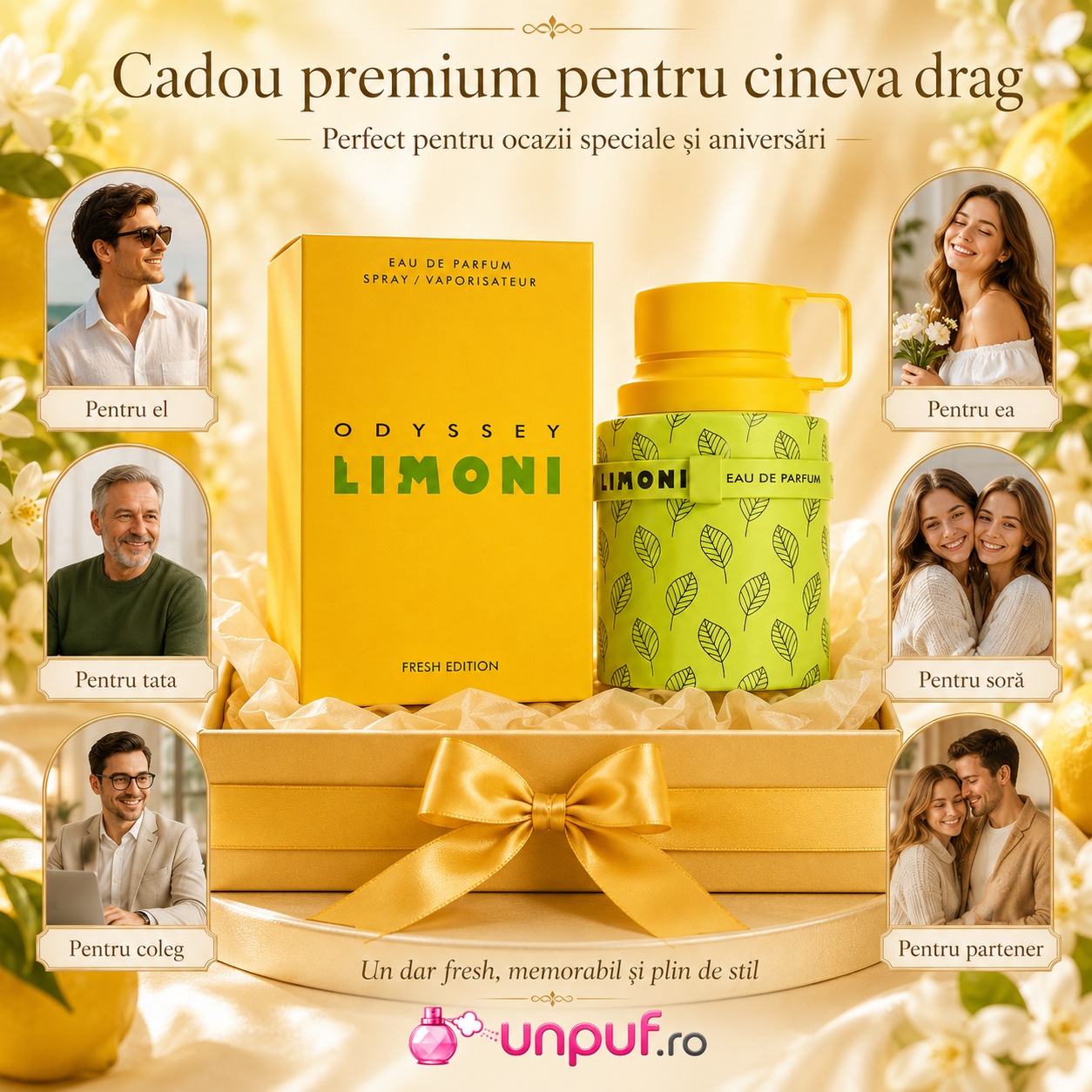 Armaf Odyssey Limoni Fresh cadou premium pentru el, pentru ea, tată, soră, coleg sau partener