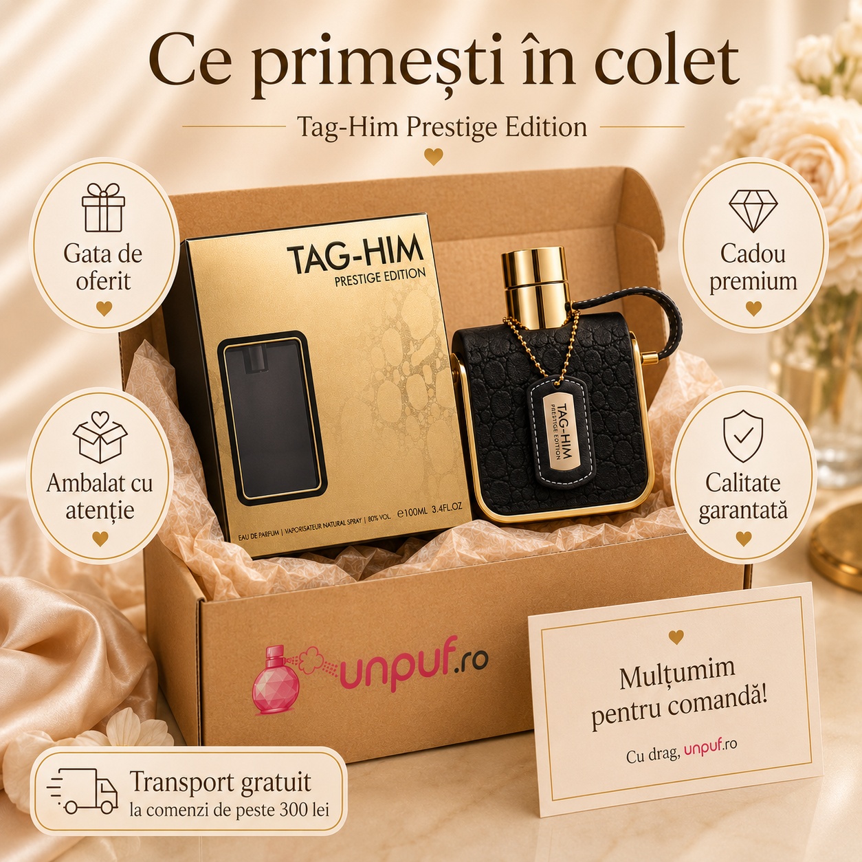 Ce primești &icirc;n colet Armaf Tag Him Prestige Edition 100 ml parfum original, cutie premium și ambalare atentă