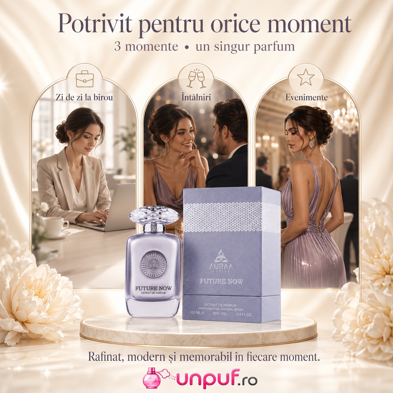 Parfum Auraa Desire Future Now potrivit pentru zi de zi, birou, întâlniri și evenimente speciale
