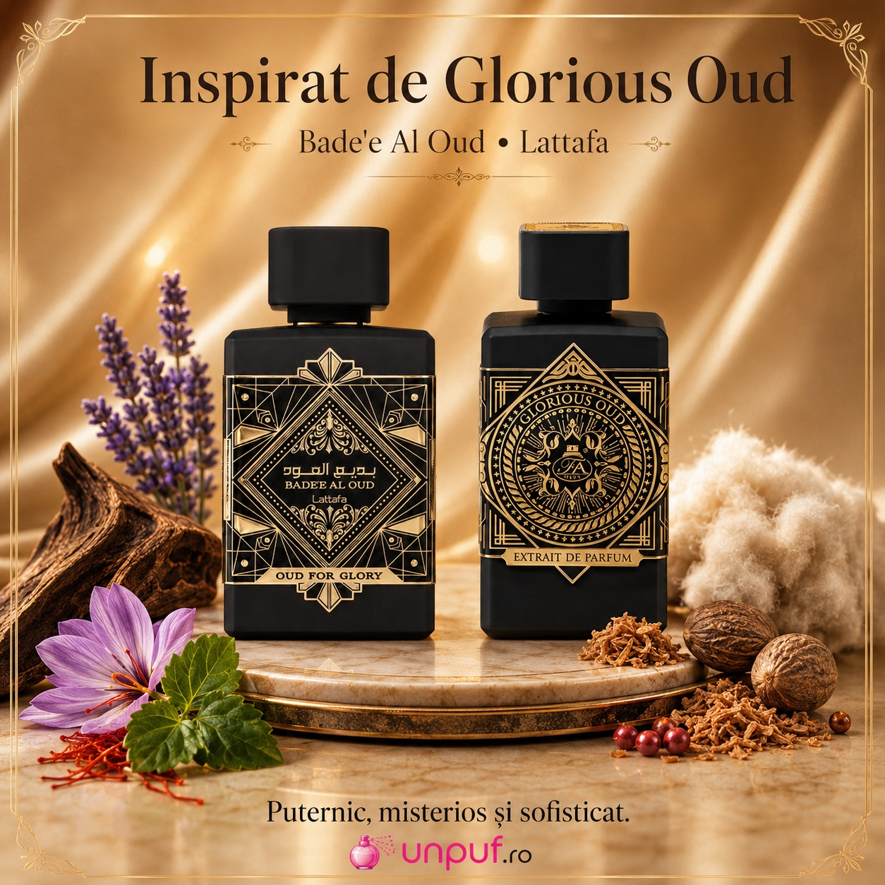 Bade&rsquo;e Al Oud For Glory Lattafa inspirat de Glorious Oud, parfum puternic misterios și sofisticat