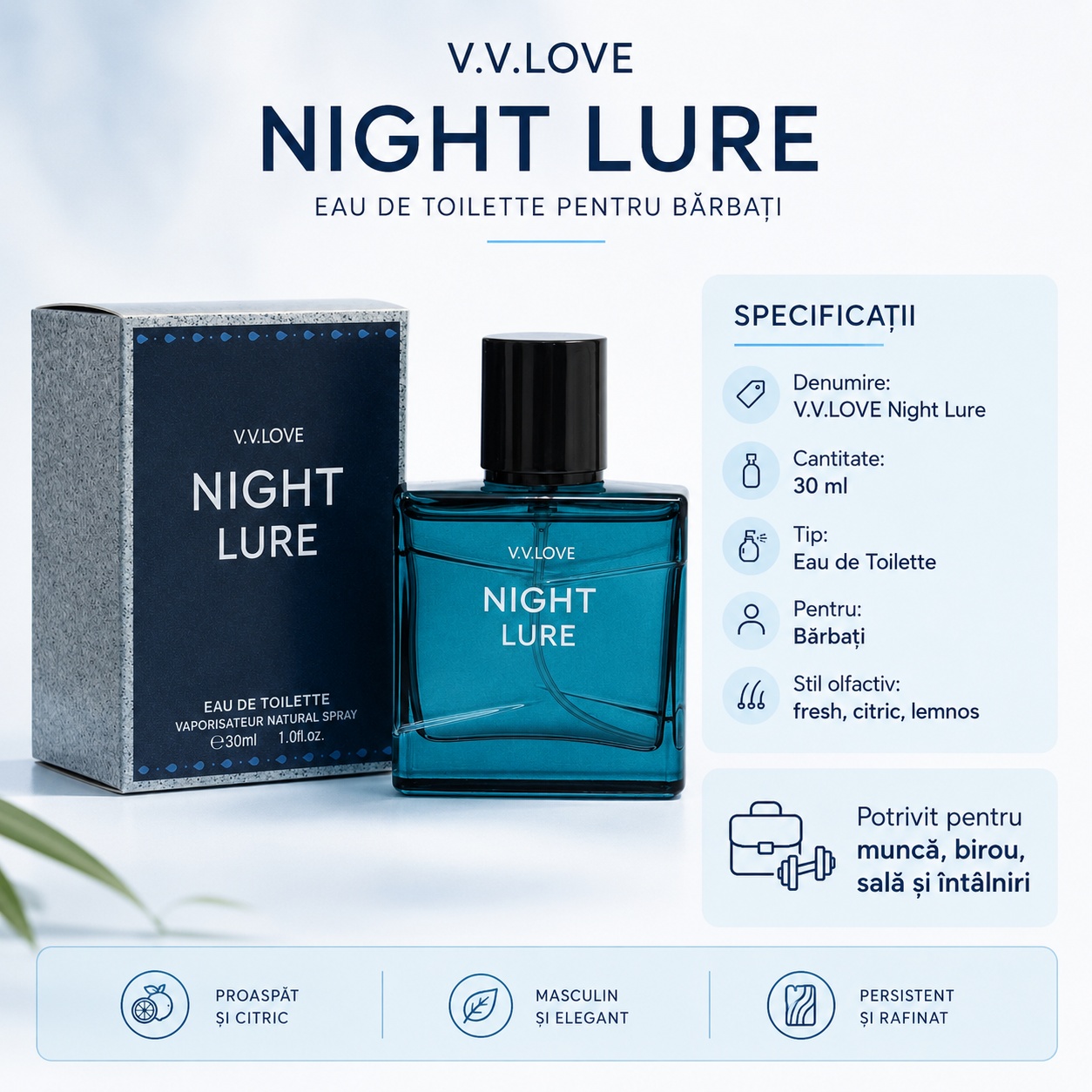 Specificații V.V. Love Night Lure Eau de Toilette 30 ml pentru bărbați