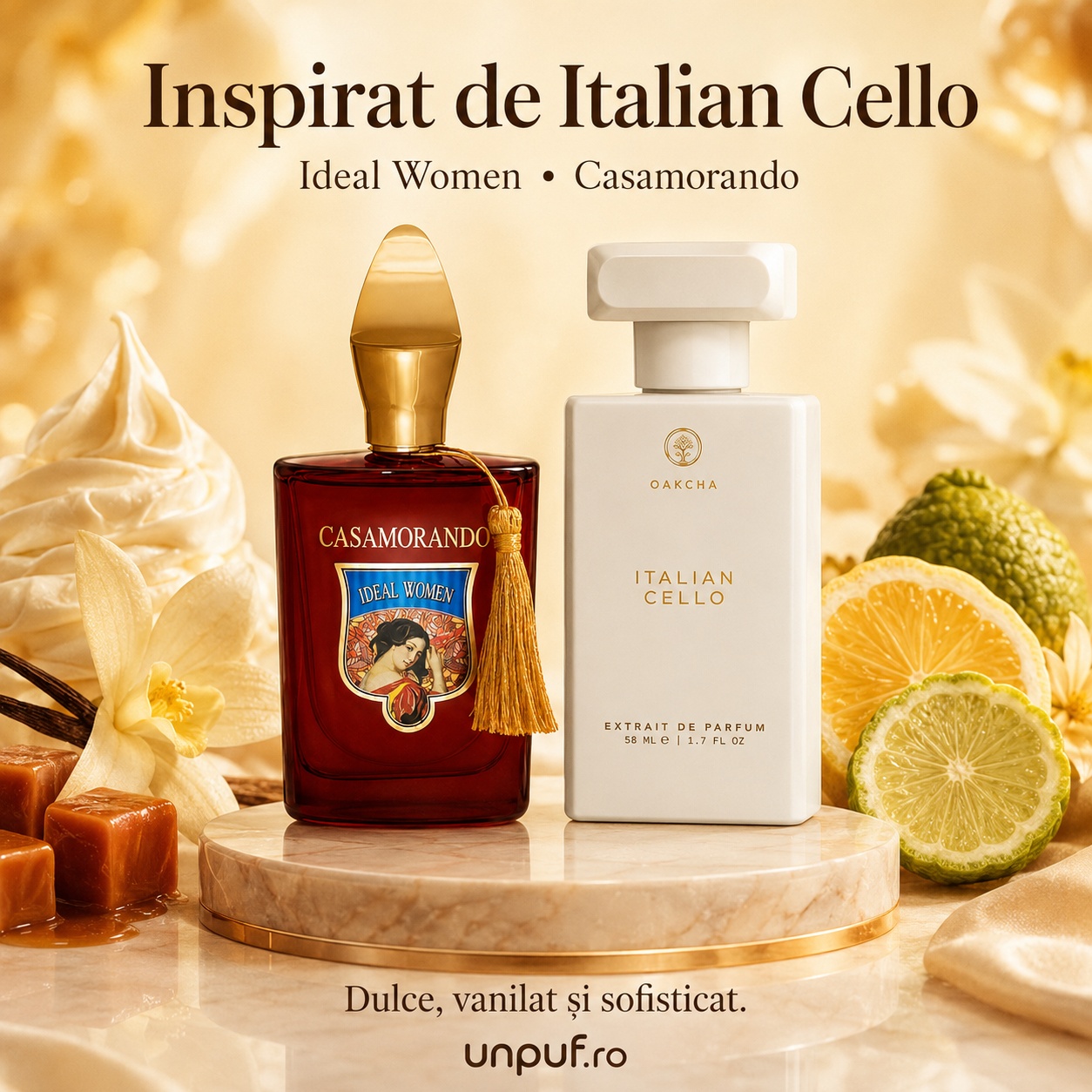 Casamorando Ideal Women inspirat din Italian Cello parfum dulce vanilat și sofisticat