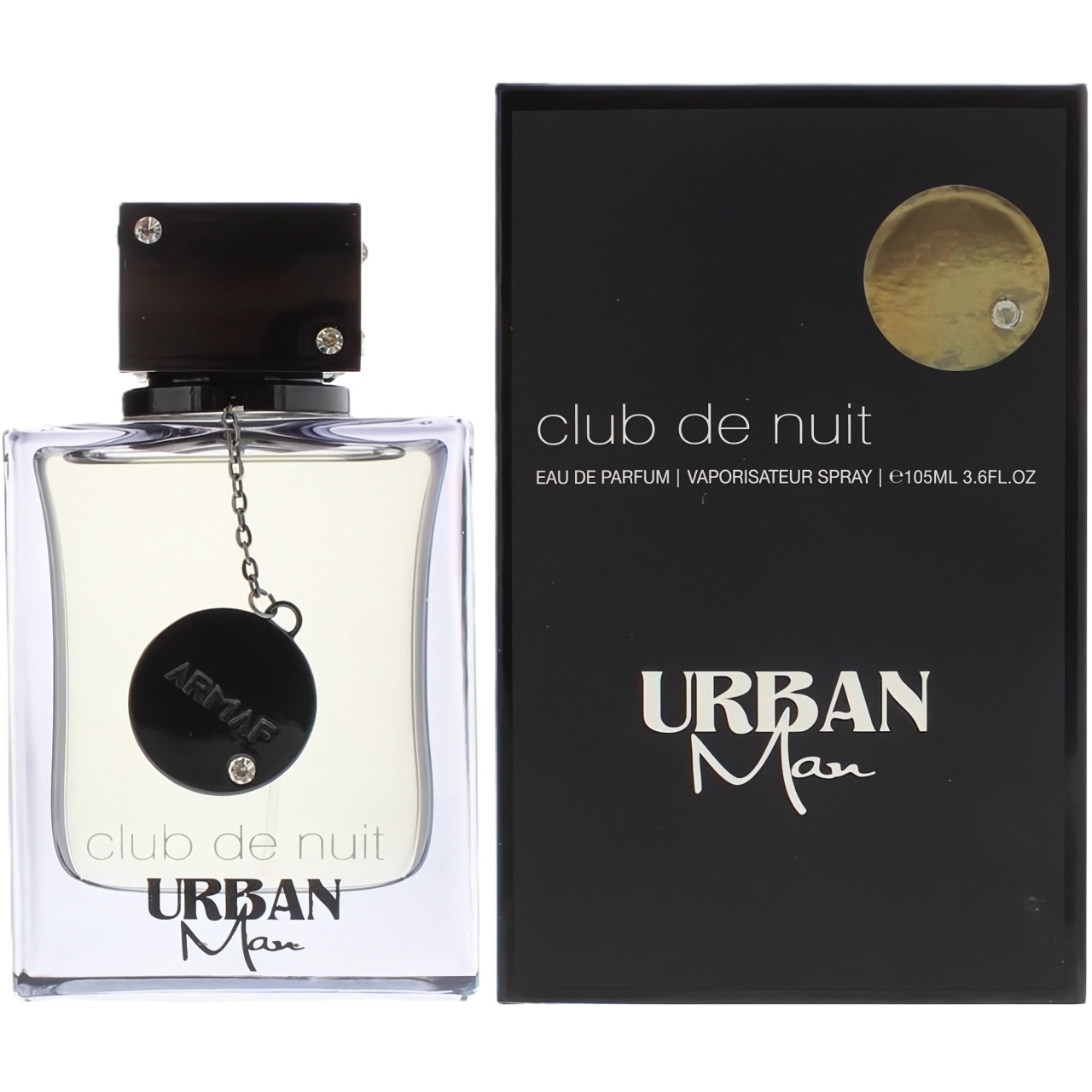 Cutie originală Armaf Club De Nuit Urban Man 105 ml și flacon transparent fumuriu parfum pentru bărbat