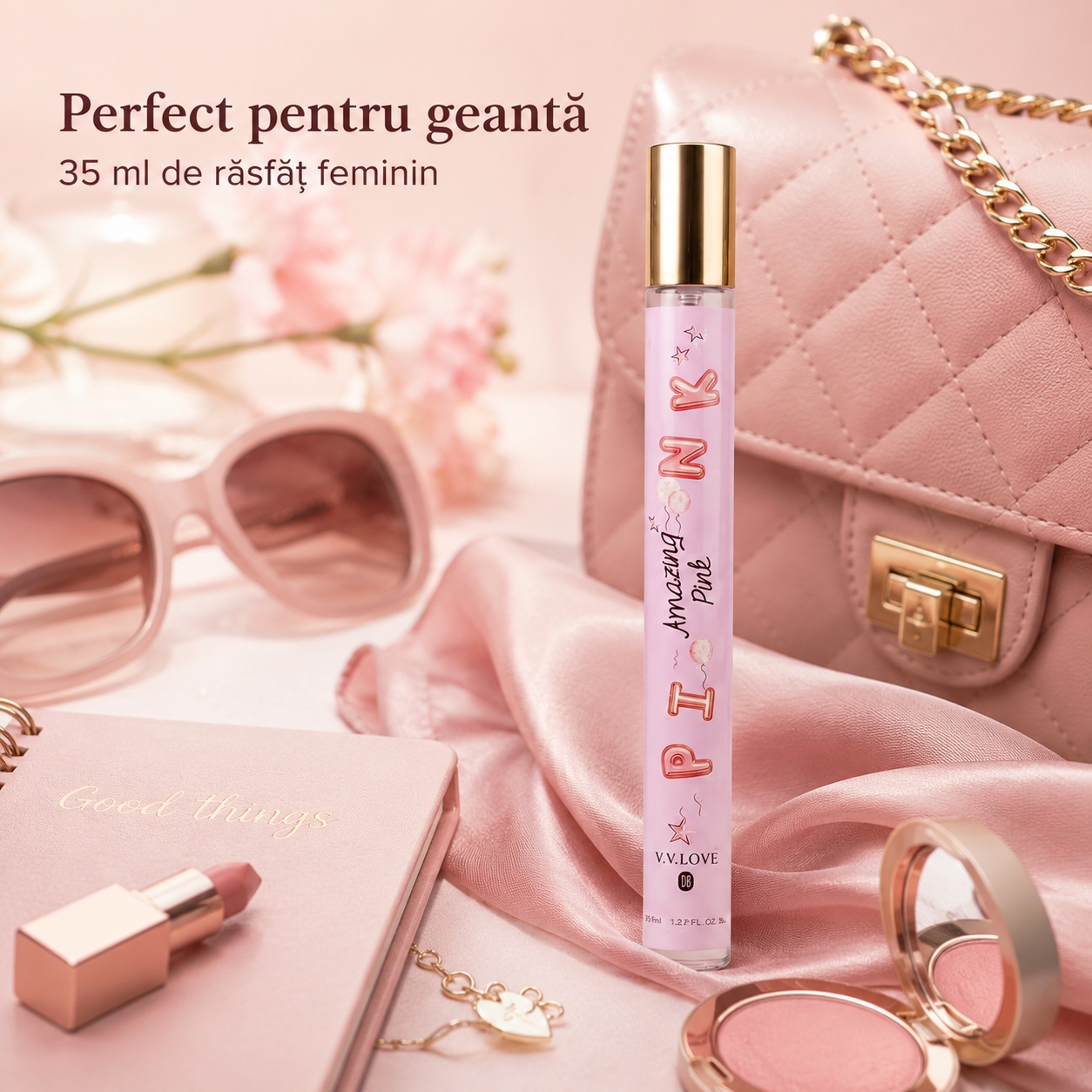 Parfum Amazing Pink 35 ml perfect pentru geantă aromă feminină dulce și fructată